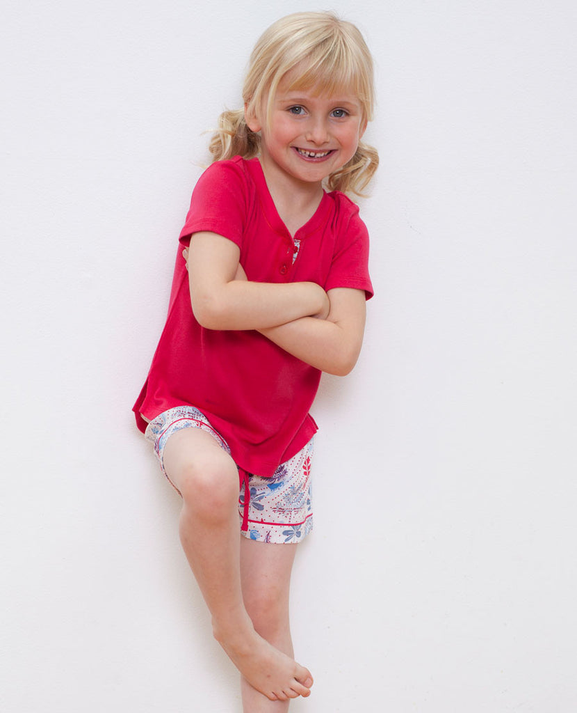 Red Knit Top/Print Short