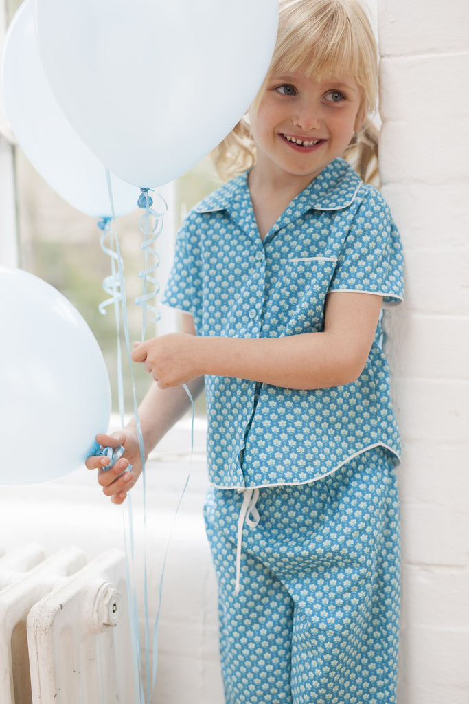 Aqua Ditsy Print Pyjama Set