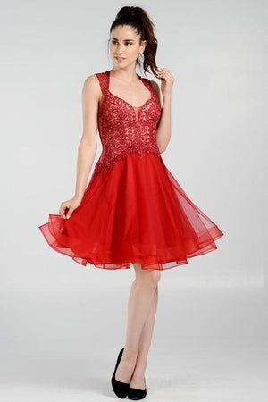 Open image in slideshow, Trendy 2017 embroidered bodice short homecoming dress poly#8072
