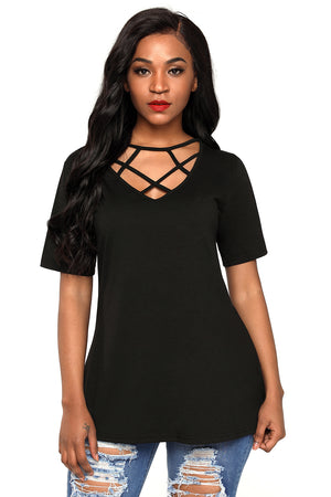 Open image in slideshow, Criss-Cross Short Sleeve T-Shirt
