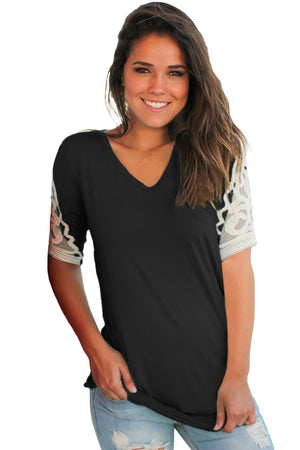 Open image in slideshow, Ruched Top with Crochet Detail
