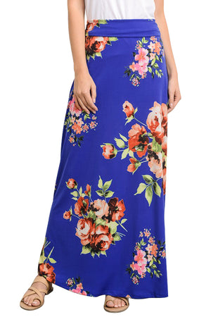 Open image in slideshow, Vibrant Floral Print Long Maxi Skirt
