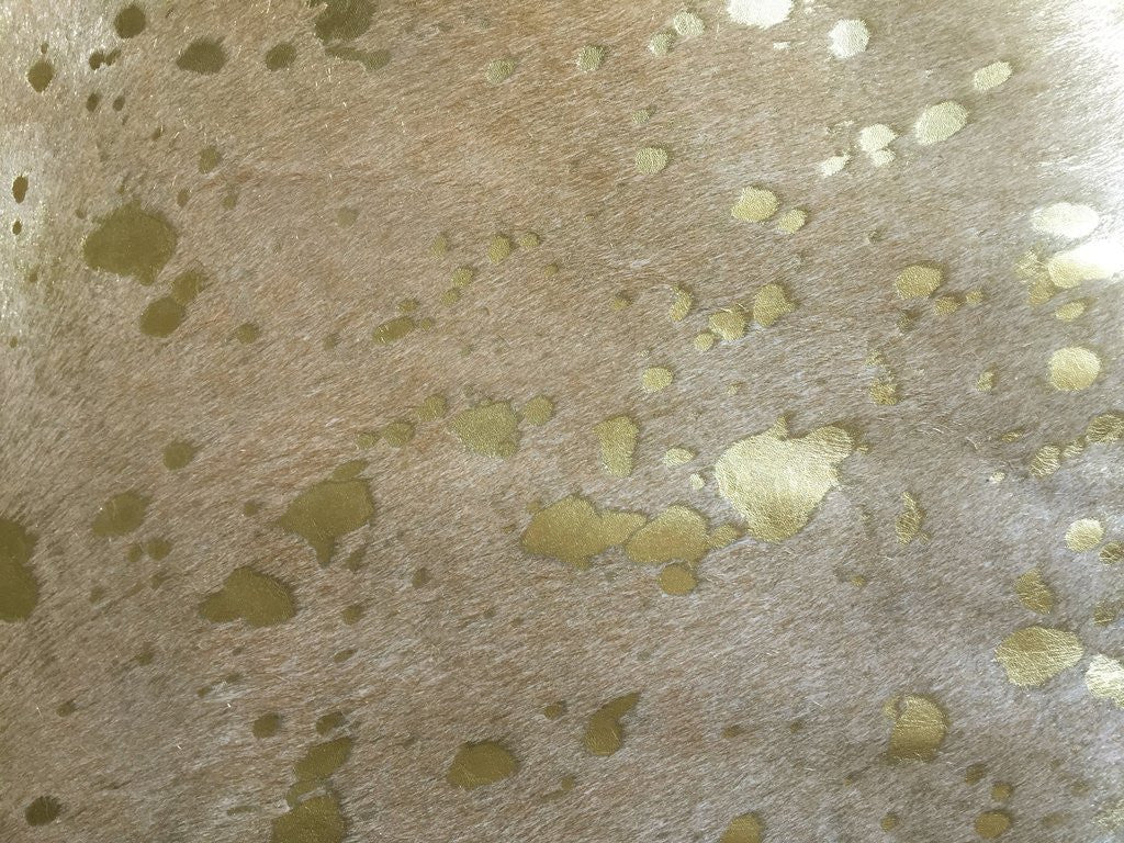 Devore Metallic Gold on Tan Cowhide Rug