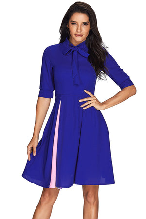 Open image in slideshow, False Slit Splice Bow Tie Vintage Dress
