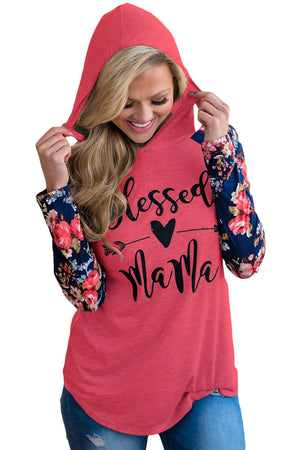 Open image in slideshow, Floral Raglan Sleeve Blessed Mama Hoodie
