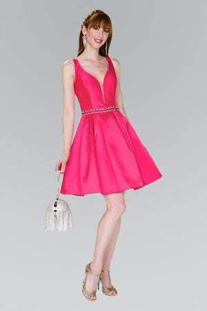 Open image in slideshow, Pluning v cut neckline short homecoming dress  gls #gs2384
