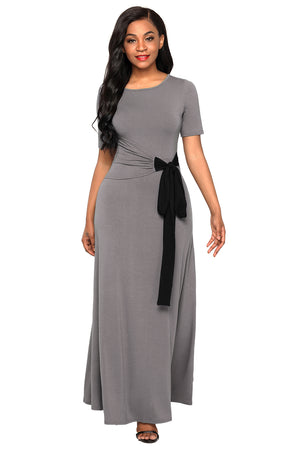 Open image in slideshow, Wrap Gather Waist A-line Maxi Dress

