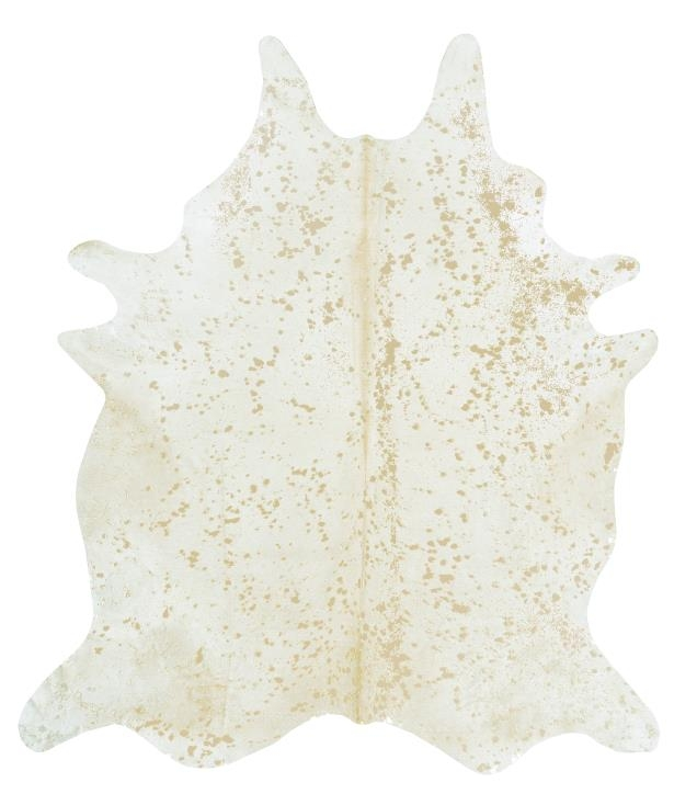 Devore Metallic Gold on Off White Cowhide Rug