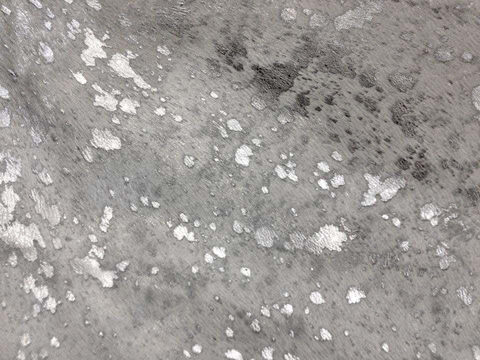 Devore Metallic Silver on White Cowhide Rug