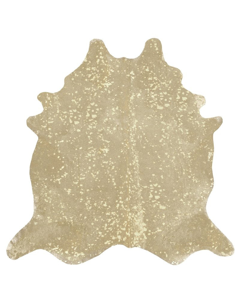 Devore Metallic Gold on Tan Cowhide Rug