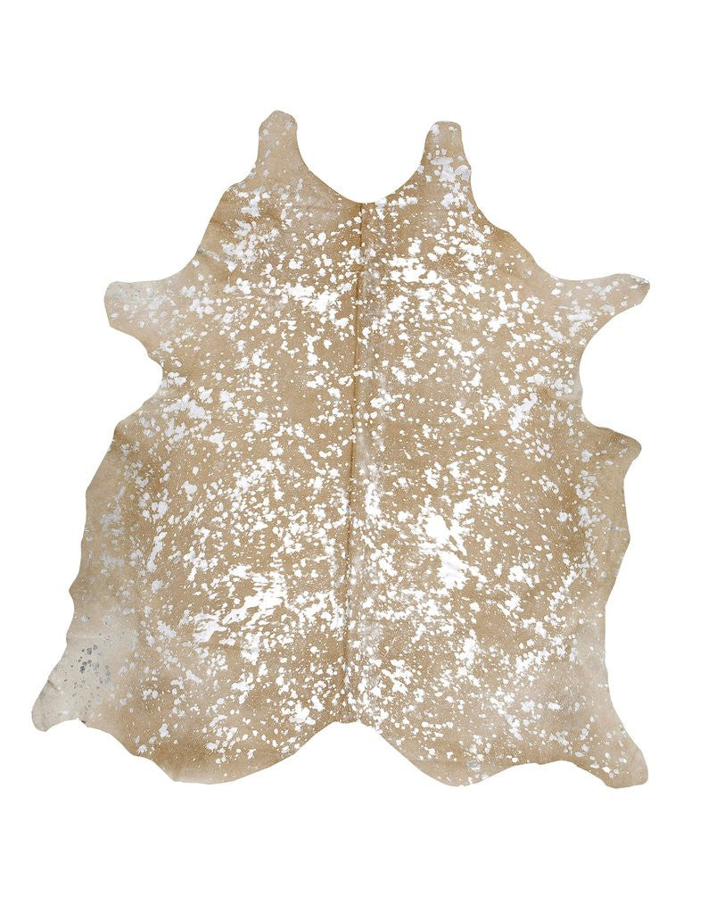 Devore Metallic Silver on Beige Cowhide Rug
