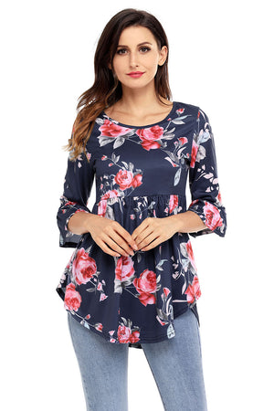 Open image in slideshow, Grounding Floral Print Babydoll Top

