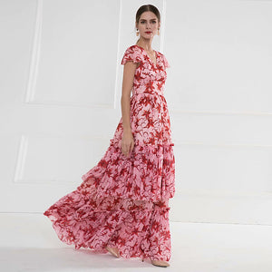 Boho Vintage Elegant Chic Print V-Neck Dresses