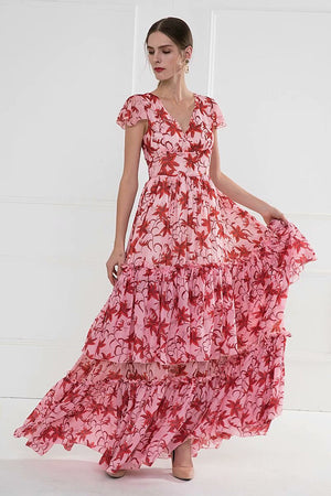 Boho Vintage Elegant Chic Print V-Neck Dresses