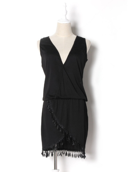 SummerCotton Boho Maxi High Slit Fringe Tassel Dress