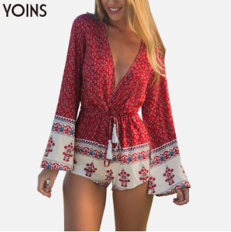 New Boho Jumpsuit V-Neck Romper Bodysuit