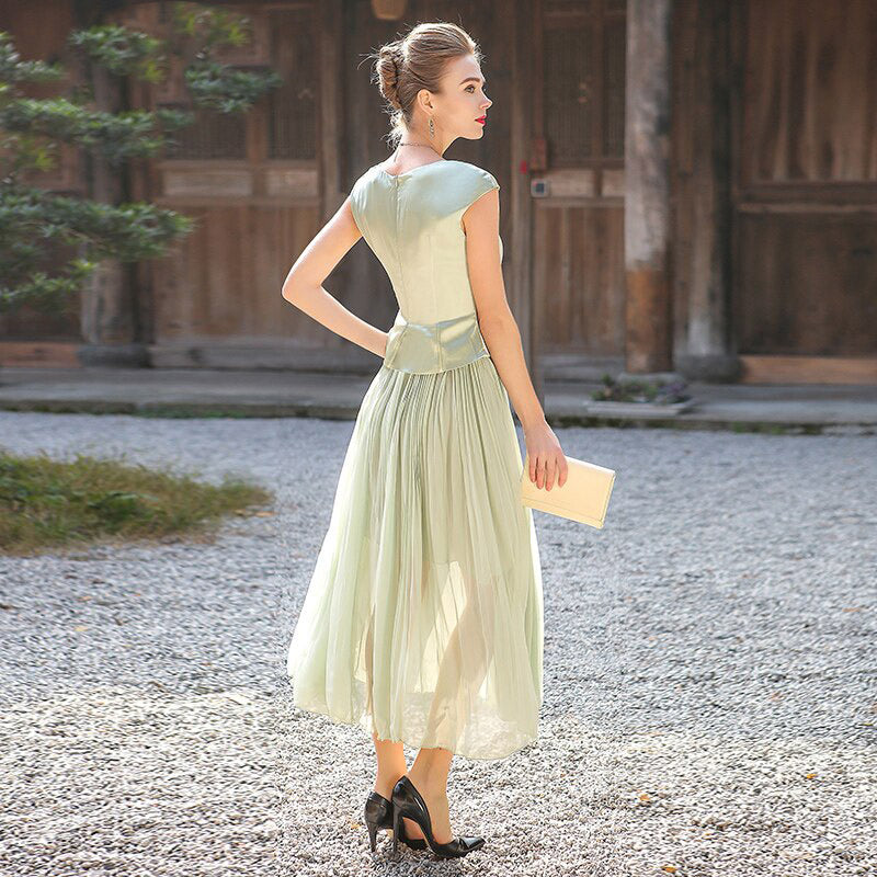 Silk Sweet Mint Green Tunic Dresses