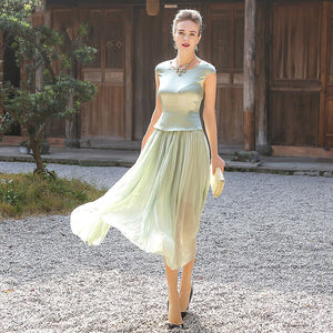 Open image in slideshow, Silk Sweet Mint Green Tunic Dresses
