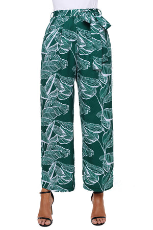 Open image in slideshow, White Leaf Vein Print Wide Leg Pants
