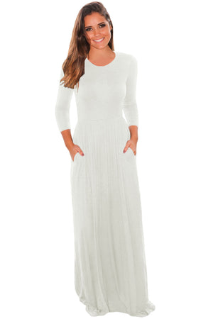 Open image in slideshow, Pocket Design 3/4 Sleeves Maxi Dress
