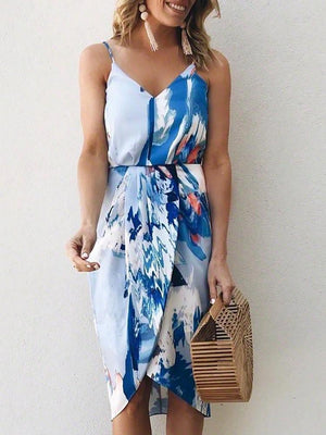 Open image in slideshow, Digital Print Wrapover Casual Cami dress

