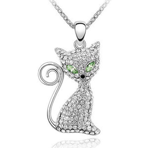 Open image in slideshow, fashion cat pendant crystal necklaces charms flash drilling necklaces jewelry for women wedding engagement statement necklace
