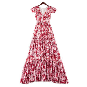 Open image in slideshow, Boho Vintage Elegant Chic Print V-Neck Dresses
