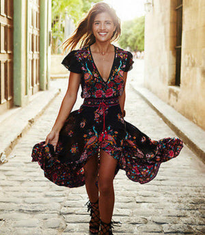 Women Maxi print long Party Dresse