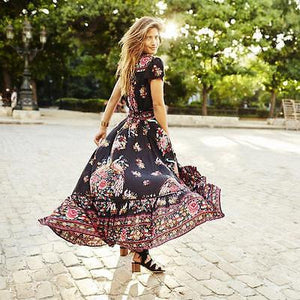 Women Maxi print long Party Dresse