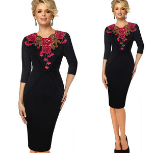 Open image in slideshow, Stylish Elegant Applique embroidery Crochet Party Dress

