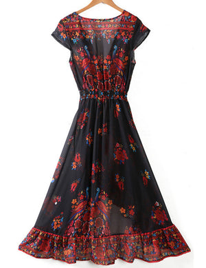 Open image in slideshow, Women Maxi print long Party Dresse
