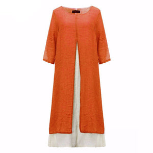 Open image in slideshow, Vintage Cotton Linen Casual Long Dress
