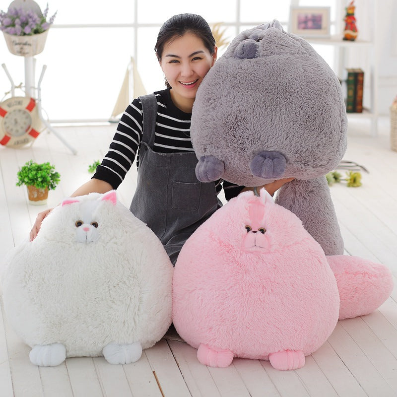Soft White Persian Cat With Big Tail Plush Stuffed Kitty Toy