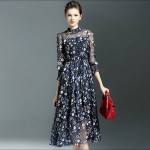 Elegent Vintage Silk Female Dress