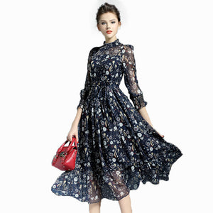 Open image in slideshow, Elegent Vintage Silk Female Dress
