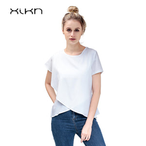Open image in slideshow, Short Sleeve White Chiffon Blouses
