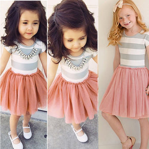 Fashion Patchwork Kids Girls Princess Flower Tutu Dress