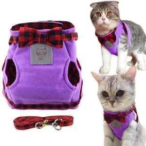 Open image in slideshow, Cute Cat Harness Leash Breathable Vest Cat Collar Vest
