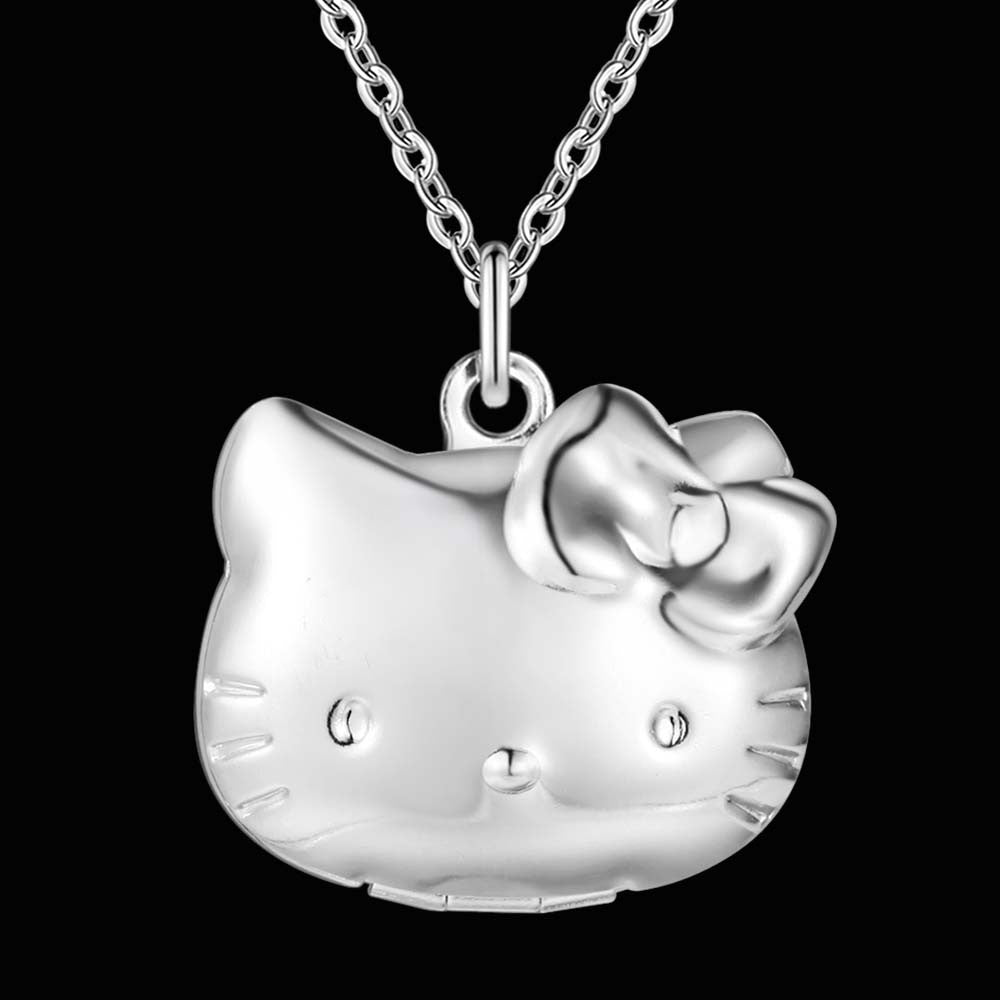 silver cat neckless fashion jewelry open necklace AN1350 New Fashion Hot Selling Vintage cat Shaped Pendant Necklace